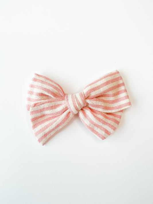 Pink Striped Hair Bow